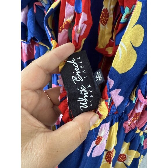 White Birch Black Label Colorful Multicolor Floral Ruffle Mini Dress Beachy 1x - Picture 8 of 9